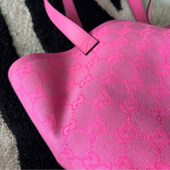 NEW GUCCI Supreme Totissima GG Logo Small Canvas Tote Pink - Picture 7 of 13